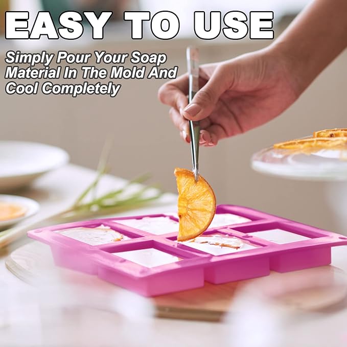 2 Pack Silicone Soap Molds, 6 Cavities Rectangle Silicone Soap Molds, Great for Homemade Craft Soap Mold, Chocolate Mold, Cake Mold ＆ Ice Cube Tray - Just Pop Out（Purple)