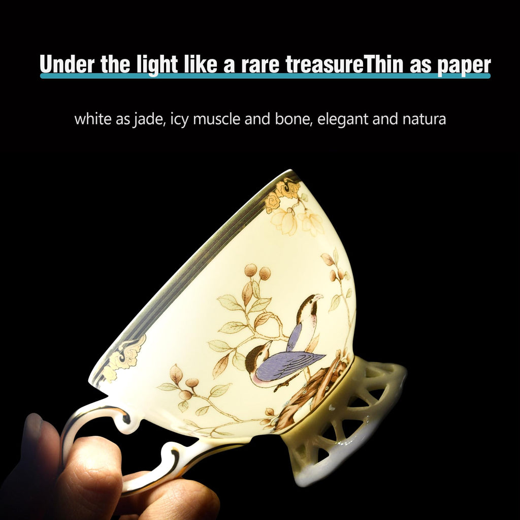 ACMLIFE Bone China Tea Set for Adults with Teapot, Porcelain Tea Party Sets 21-Piece Vintage Floral Fine Bone China Tea Set for 6, 24K Gold English Tea Sets for Women Tea Party for Gifts