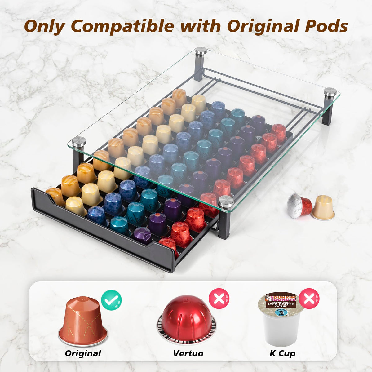 RECAPS Coffee Pod Holder Storage Small Pod Drawer Pods Holder
