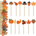 Jinei 120 Pcs Thanksgiving Coffee Stirrers Stir Sticks Natural Wooden Stir Sticks Disposable Drink Stirrers for Stirring Hot Chocolate Milkshake Restaurant Home Office