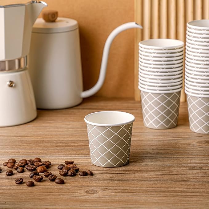 Rtteri 100 Pcs Count 3 oz Disposable Coffee Cups Disposable Espresso Cups Small Paper Cups 3 oz Cups for Coffee Tea Cocoa Juice Mini Paper Cups for Cafes Offices and Home