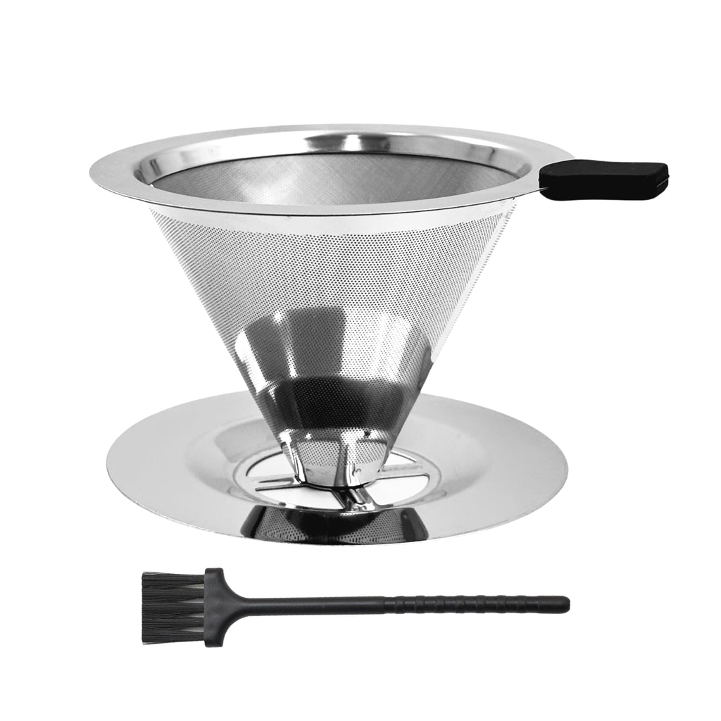 Tronmei 1-2 Cup Dual-Layer 304 Stainless Steel Pour Over Coffee Dripper