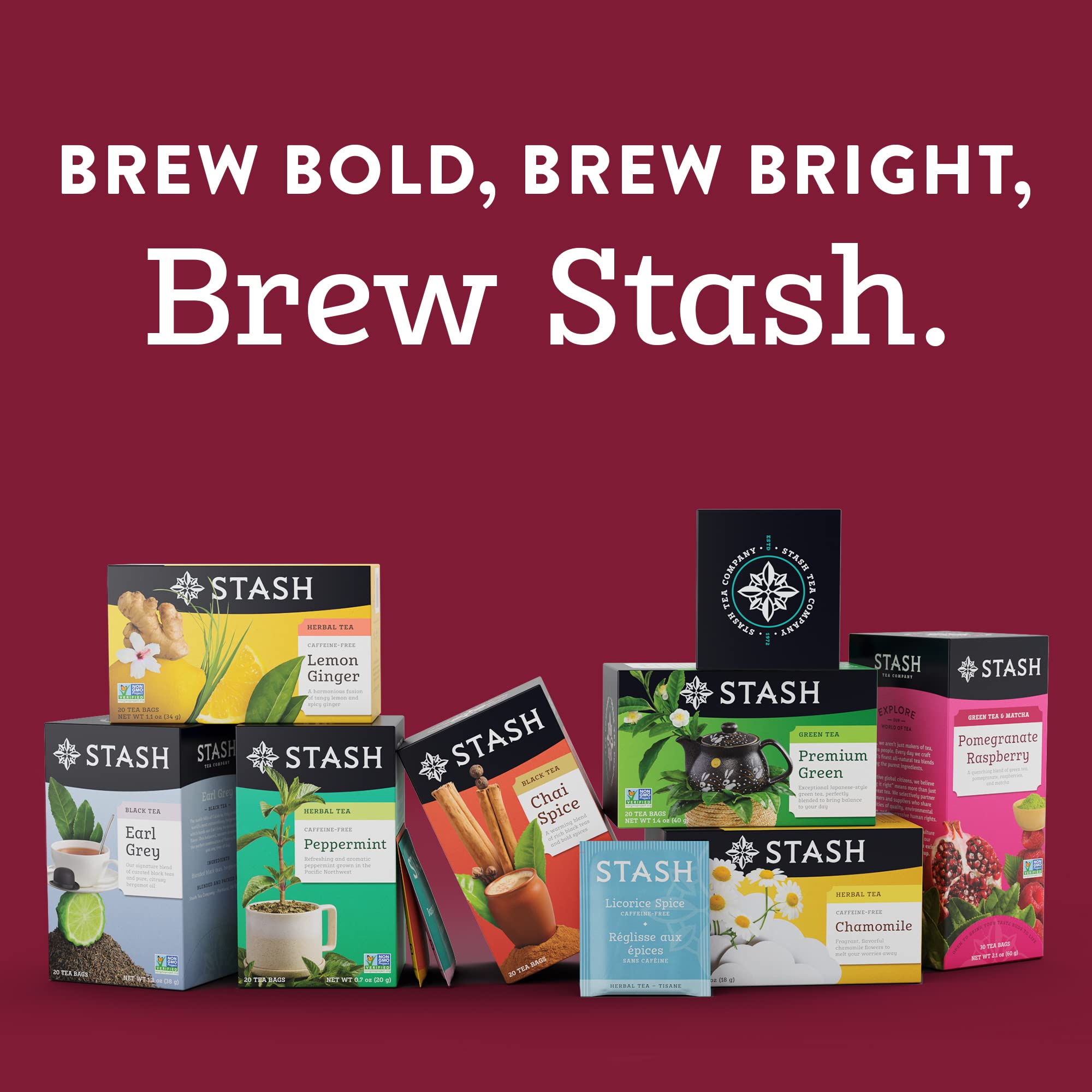 Stash Tea Holidays Are Here Variety Pack Sampler Assortment - Caffeinated, Non-GMO Project Verified Premium Tea with No Artificial Ingredients, 18 Count (Pack of 6) - 108 Bags Total