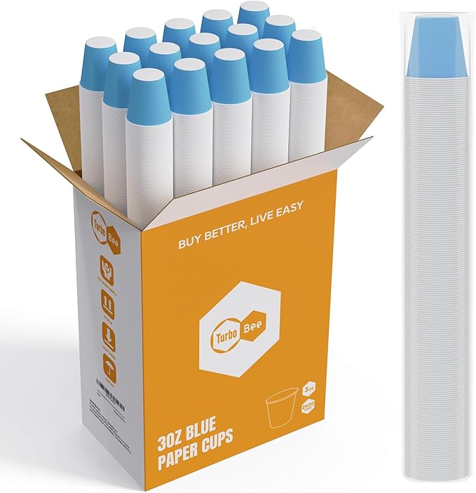 3oz Disposable Paper Cups 2400Pack, Small Bathroom Cups Bulk, Rinse Small Blue Paper Mouthwash Tumblers Perfect for Bathroom, Party, Picnic, Travel and Events