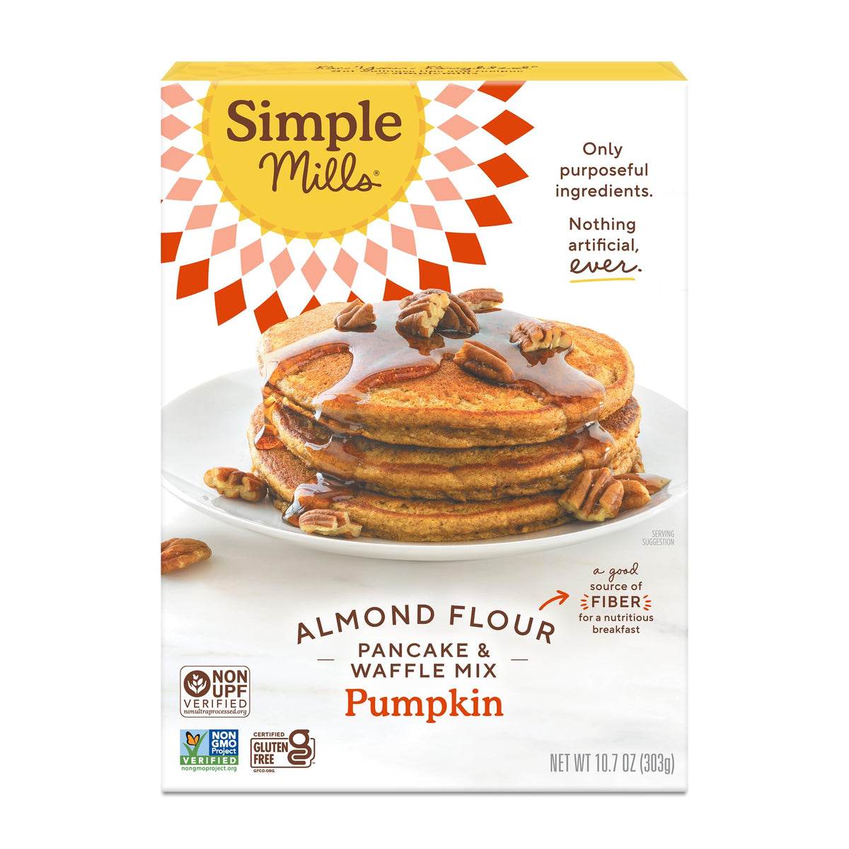 Simple Mills Almond Flour Pancake and Waffle Mix, Pumpkin, 1pk, 10.7oz