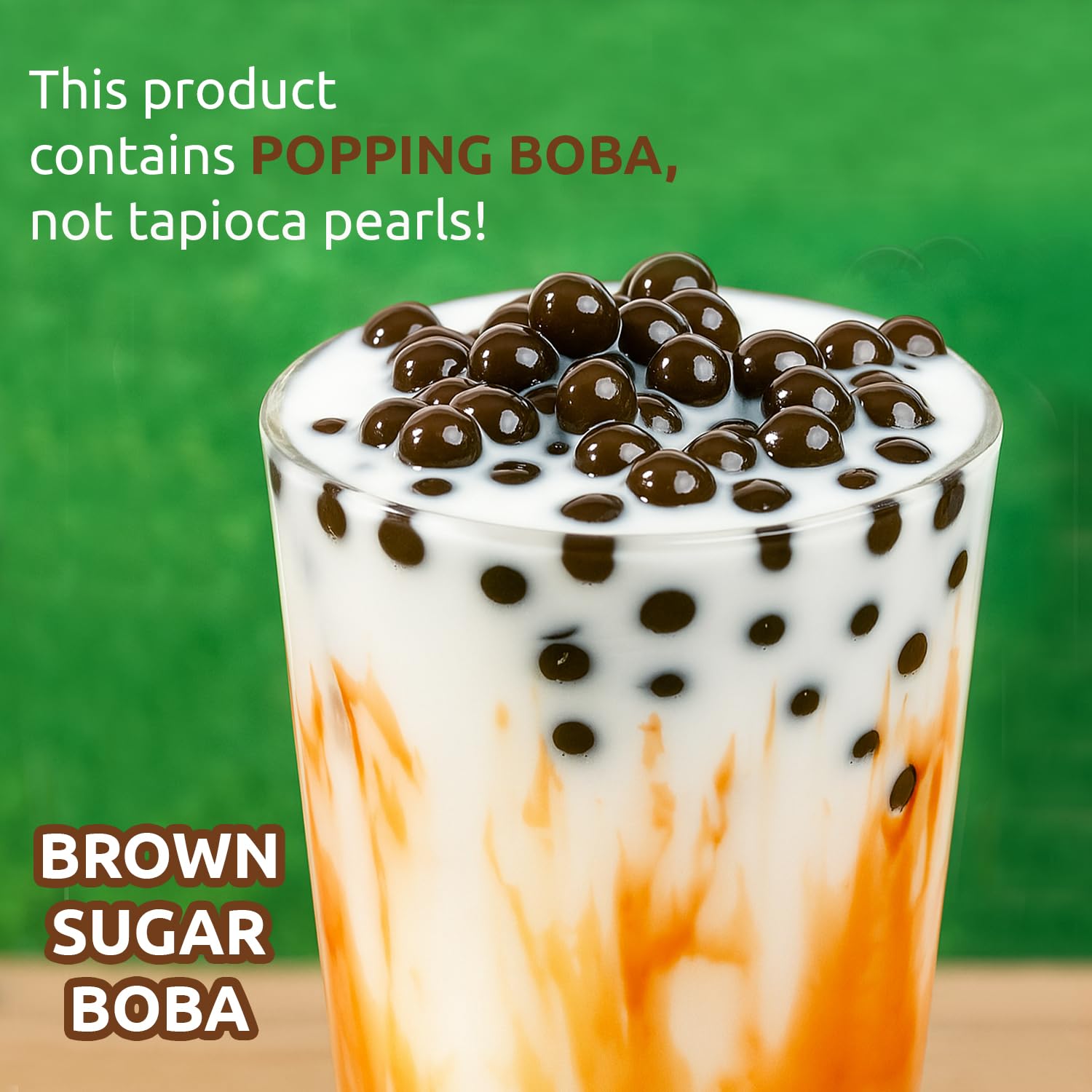 Fanale Brown Sugar Popping Boba Pearls for Bubble Tea and Drinks, 1 Pound