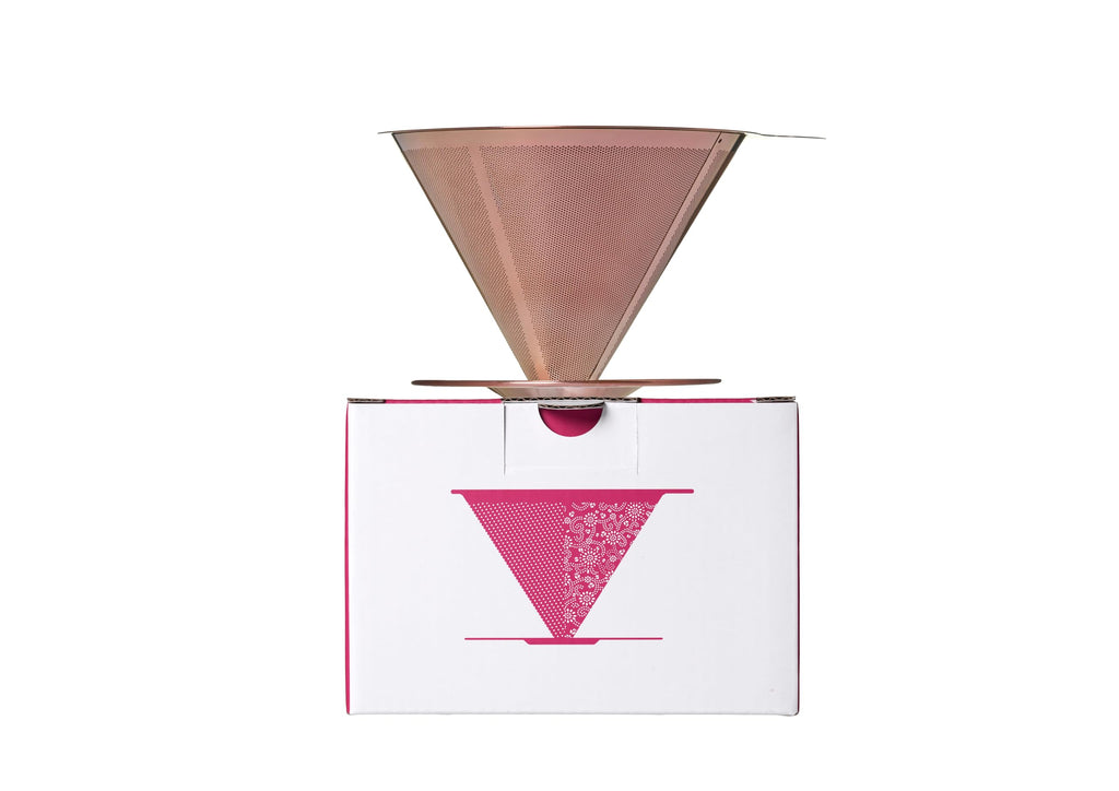 ATHIA Golden Dripper Reusable Stainless Steel Coffee Filter Paperless Cone Filter for Drip Coffee Makers Eco-Friendly Easy Clean Compatible with Most Coffee Makers (Rose Golden, Standard)