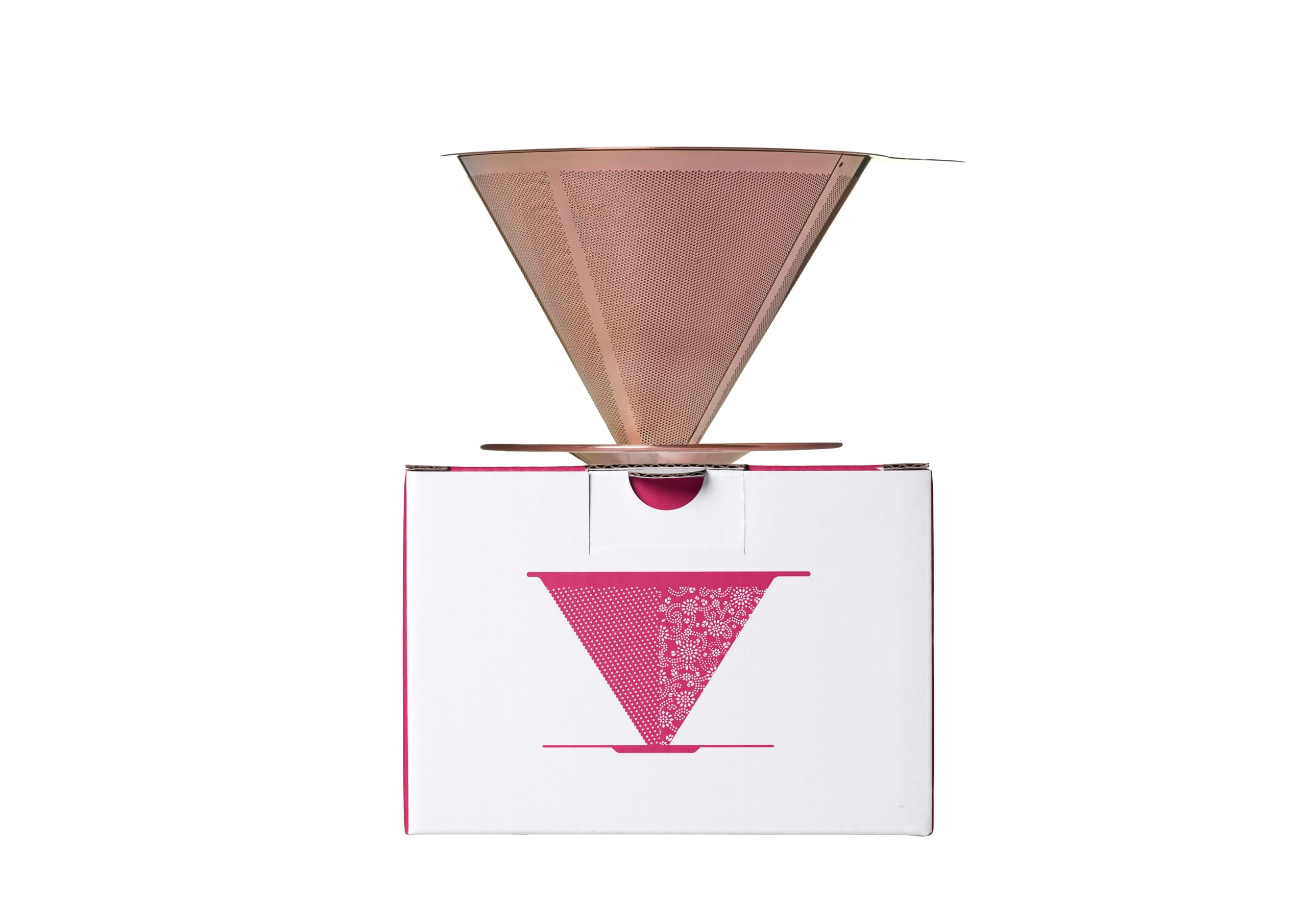 ATHIA Golden Dripper Reusable Stainless Steel Coffee Filter Paperless Cone Filter for Drip Coffee Makers Eco-Friendly Easy Clean Compatible with Most Coffee Makers (Rose Golden, Standard)