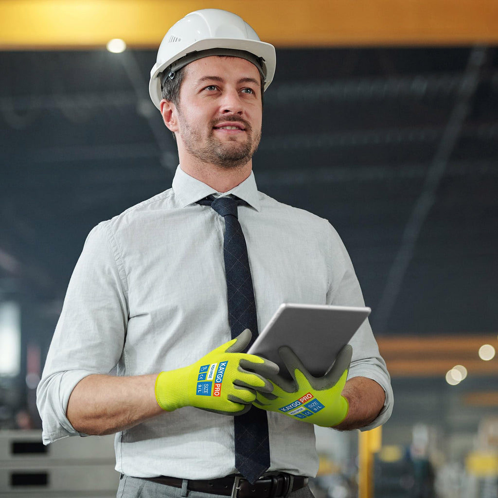 KAYGO Safety Work Gloves, PU Coated, 2-Finger Touchscreen, KG11P