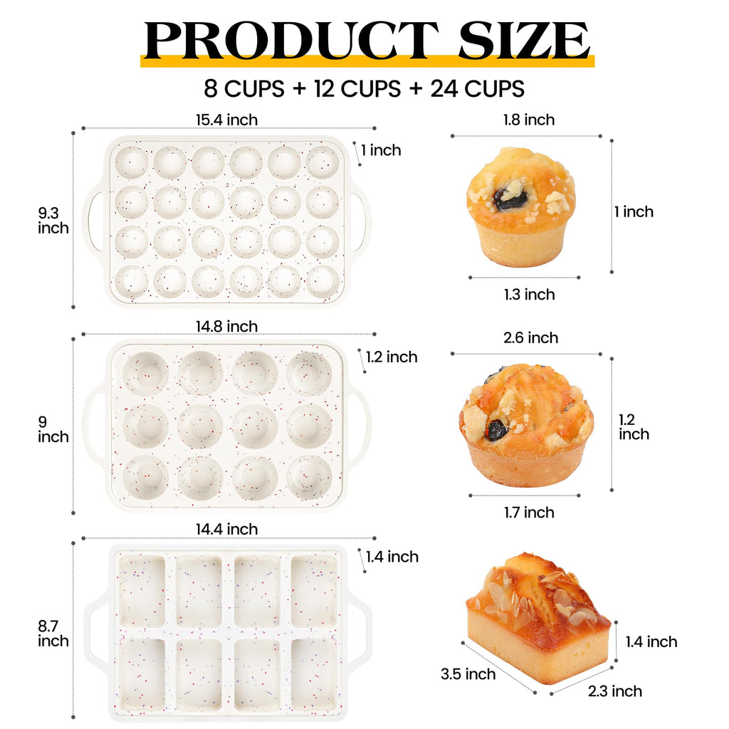 AOTASO 3 Pcs Silicone Baking Pan Set, Cream