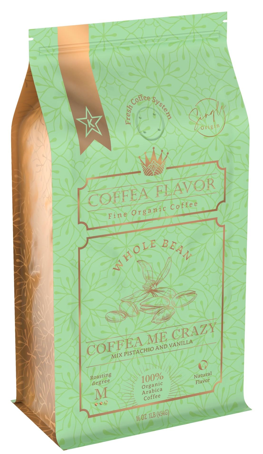 Organic Whole Bean Coffee Medium Roast (16oz) - Coffea Me Crazy Flavored