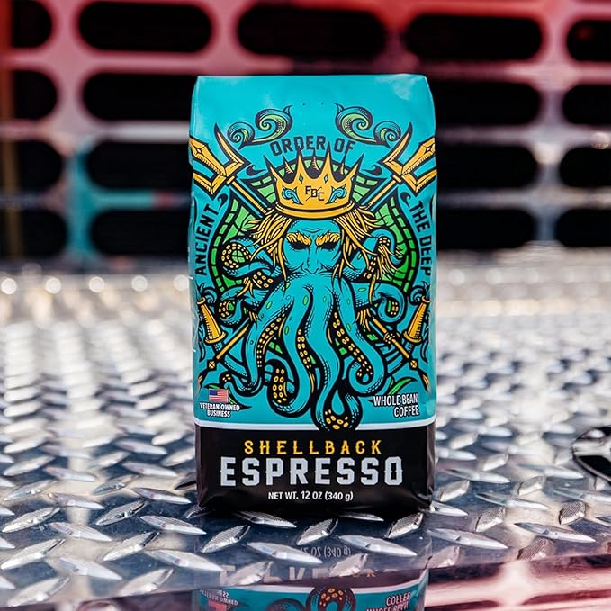 Fire Department Coffee Shellback Espresso Whole Bean Coffee-12oz,Pack of 12