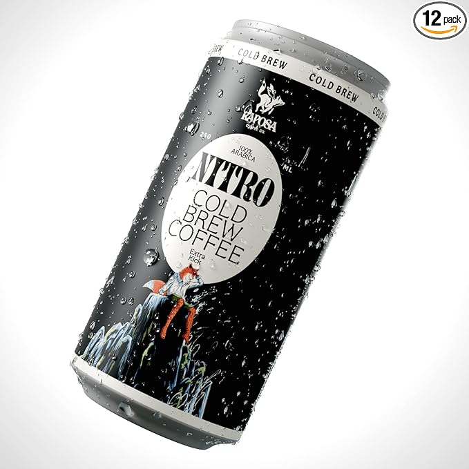 Raposa Nitro Cold Brew Ready to Drink Coffee 250ml - 8.45oz - Sweetened - Dairy Free - Vegan Cold Brew Ready to Drink, Non GMO, No Artificial Anything - 225mg Caffeine (Extra Kick (12 Pack))