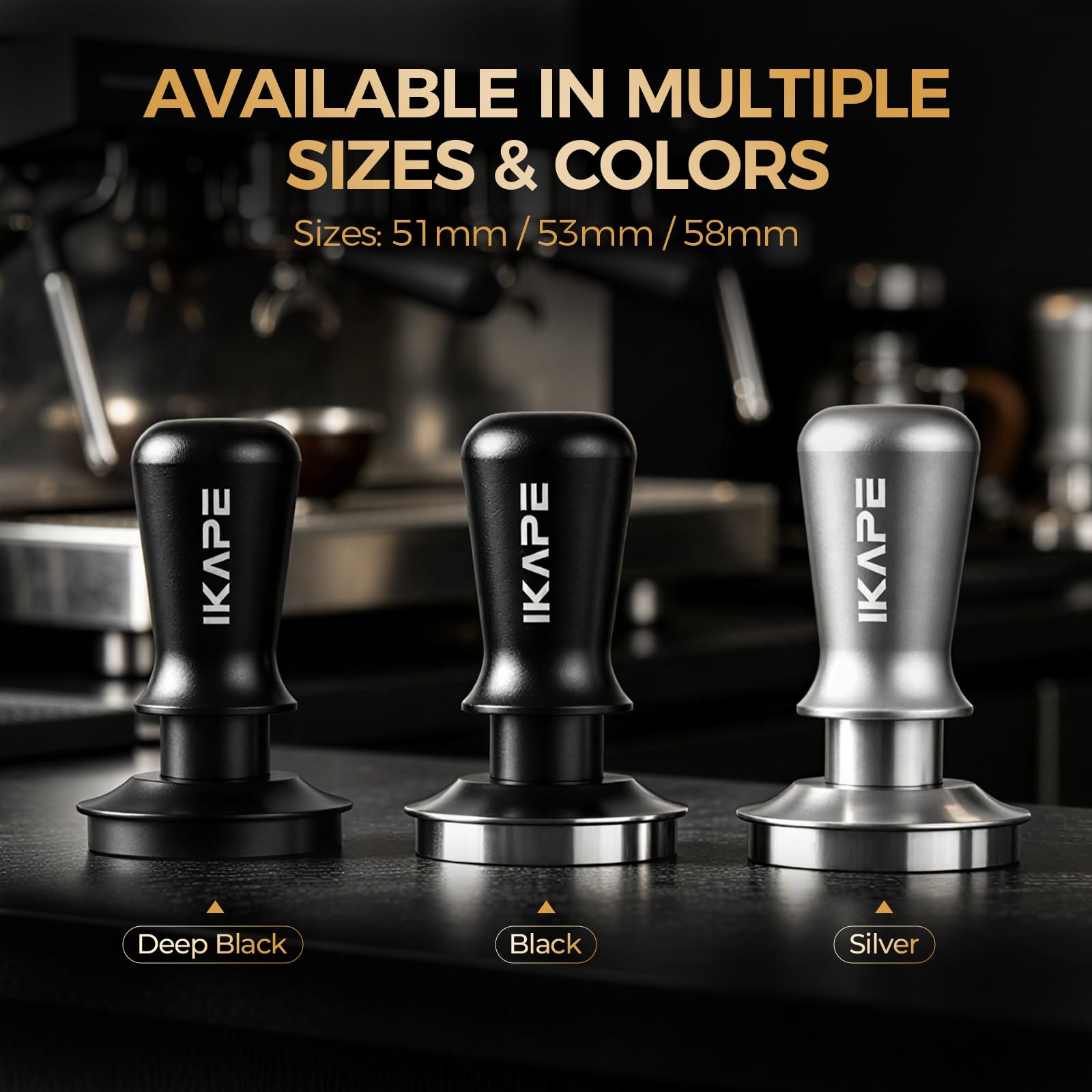IKAPE 58.35mm Espresso Tamper, Spring-loaded Calibrated Tamper with Titanium Ripple Plating Base, Compatible with Over 58MM Espresso Bottomless Portafilter