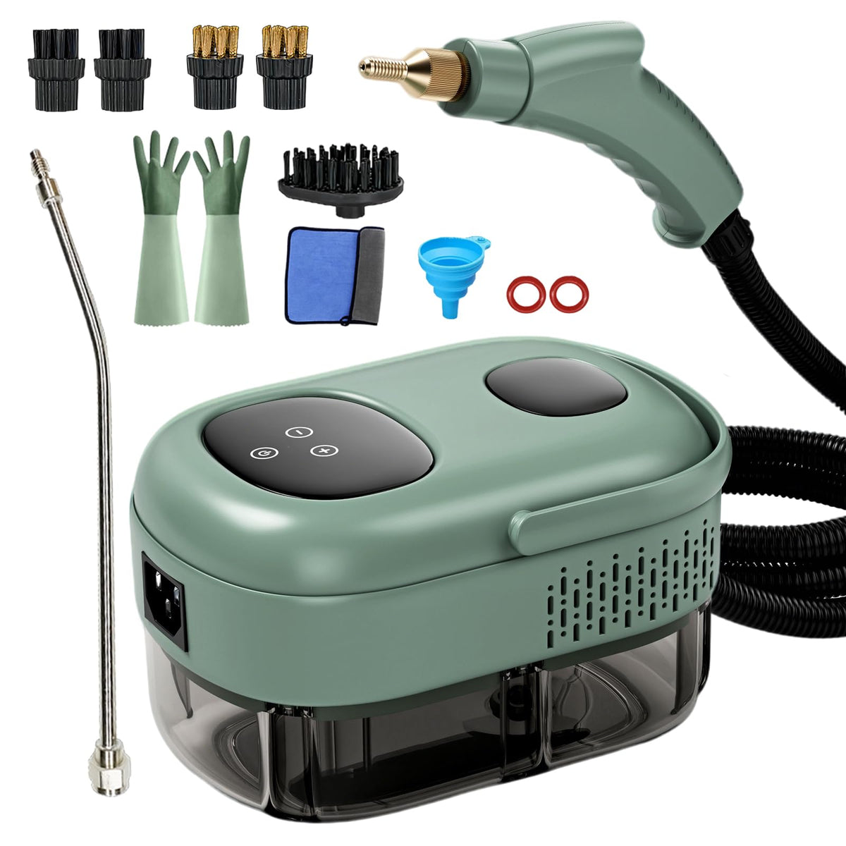 Steam Cleaner, Portable Pressurized Steamer for Cleaning with 14pcs Accessories, 6-Level Adjustable and 15s Heat-Up, Handheld Steam Cleaner for Home, Tile, Dirt, Grout, Grease, Car Detailing (Gray)