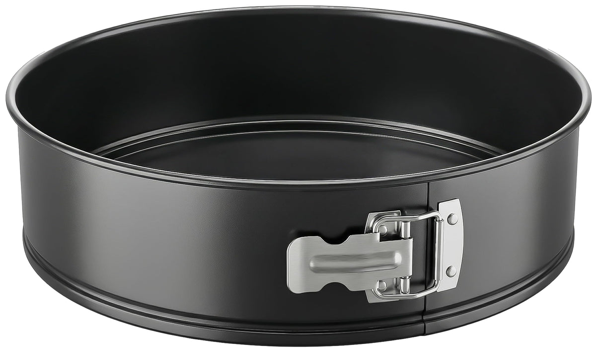 NutriChef 9 Inch Nonstick Cheesecake Springform Cake Pan | Stainless Steel Clasp & Removable Bottom | Durable Stainless Steel Cheesecake Pan | Easy to Clean | Includes 100 Parchment Papers | Black