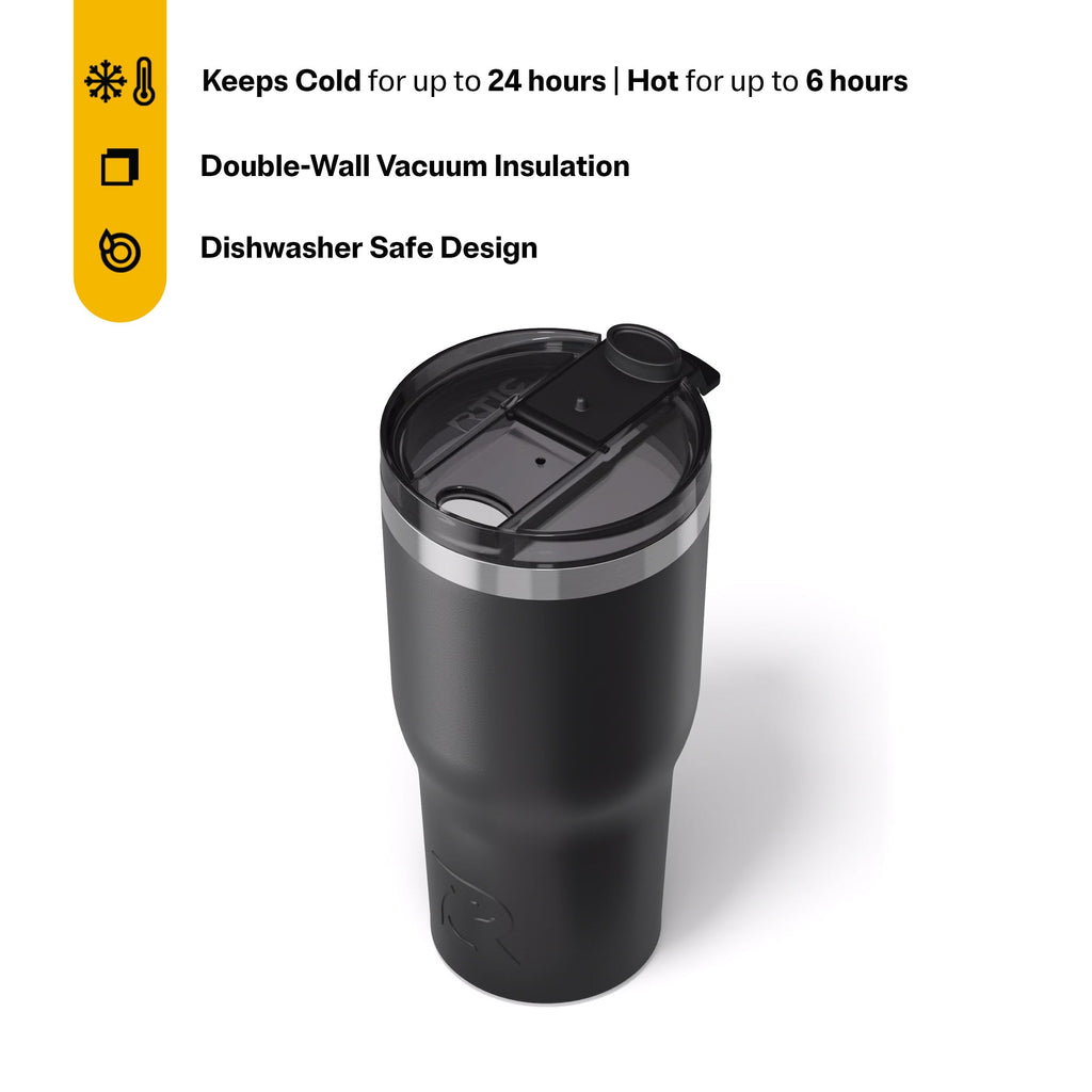 RTIC 30oz Essential Tumbler with Lid, Ceramic Lined, Black