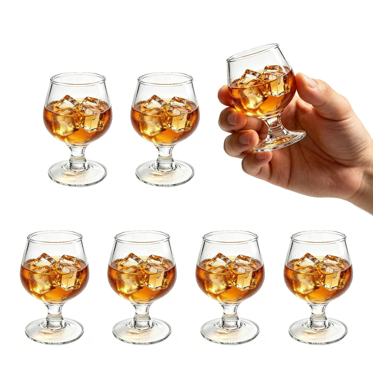 Valeways Shot Glasses, 5oz Glass Set of 6/Clear Glasses/Cute Glasses/Perfect for Tasting Brandy/Glass Snifters, 6 Count (Pack of 1)