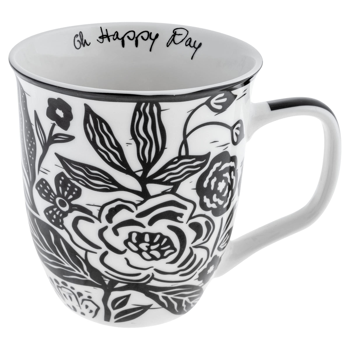Karma Gifts 14 oz Black and White Boho Mug Flamingo - Cute Coffee and Tea Mug - Ceramic Coffee Mugs for Women and Men