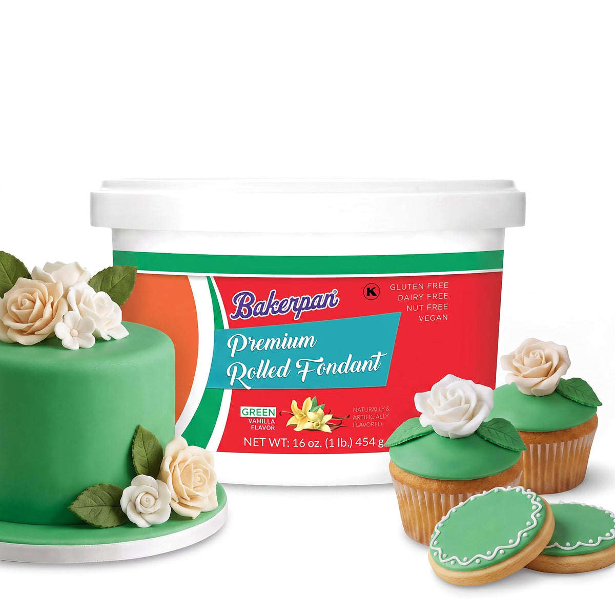 Bakerpan Premium Rolled Red Fondant For Cake Decorating - 2 Pounds