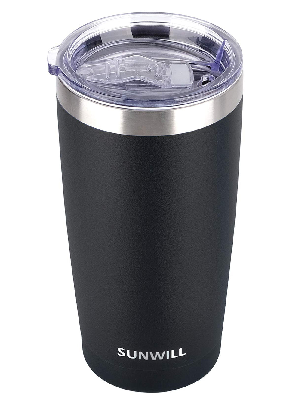 SUNWILL Travel Coffee Tumbler 20 oz, Insulated Mug with Lid, Stainless Steel Cup for Outdoor, Powder Coated Black