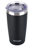 SUNWILL Travel Coffee Tumbler 20 oz, Insulated Mug with Lid, Stainless Steel Cup for Outdoor, Powder Coated Black
