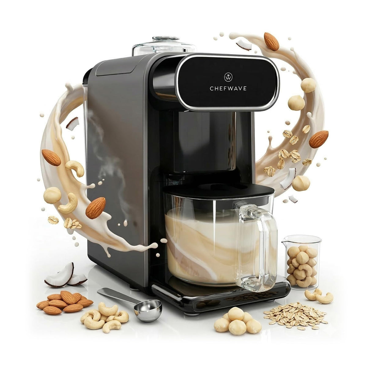 ChefWave Milkmade (Silver, Black) 6-in-1 Plant-Based Milk Maker Bundle