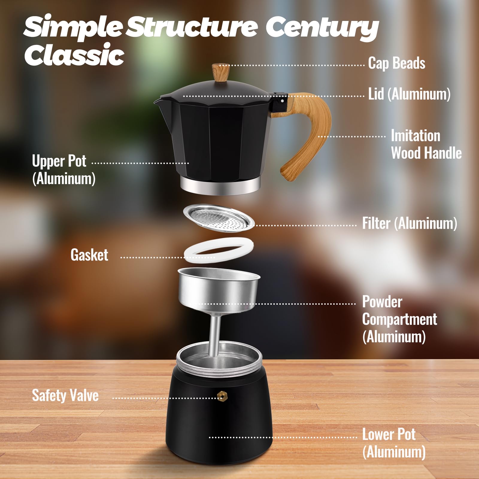 Vaolvpant 12 Cup Aluminum Moka Pot Classic Stovetop Espresso Coffee Maker 600ml 20oz Coffeemaker Percolator Mocha Pot Greca Coffee Maker Cafe Makers for Italian and Cuban Café Brewing Black