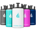 HYDRO CELL Stainless Steel Sport Water Bottle with Straw - Keeps Drinks Cold & Hot via a Leak Proof Metal Triple Insulated Vacuum Flask for All Sports and Outdoors Activities (White 14oz)