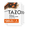 TAZO Vanilla Caramel Chai Tea Bags 120-Count (6-Pack of 20) Caffeinated Black Tea with Cinnamon, Ginger and Classic Spiced Chai Flavors for Hot or Iced Tea Brewing