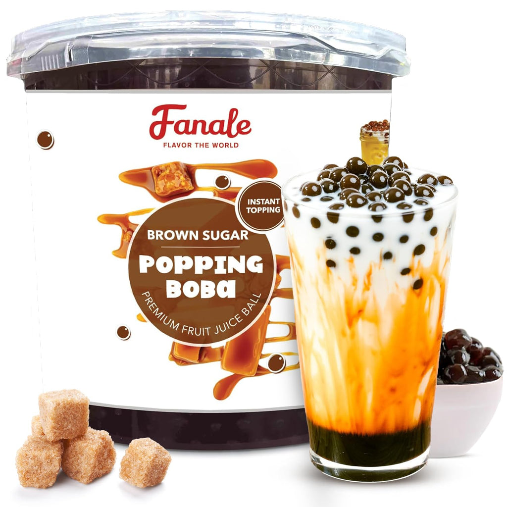 Fanale Brown Sugar Popping Boba Pearls for Bubble Tea and Drinks, 7 Pounds