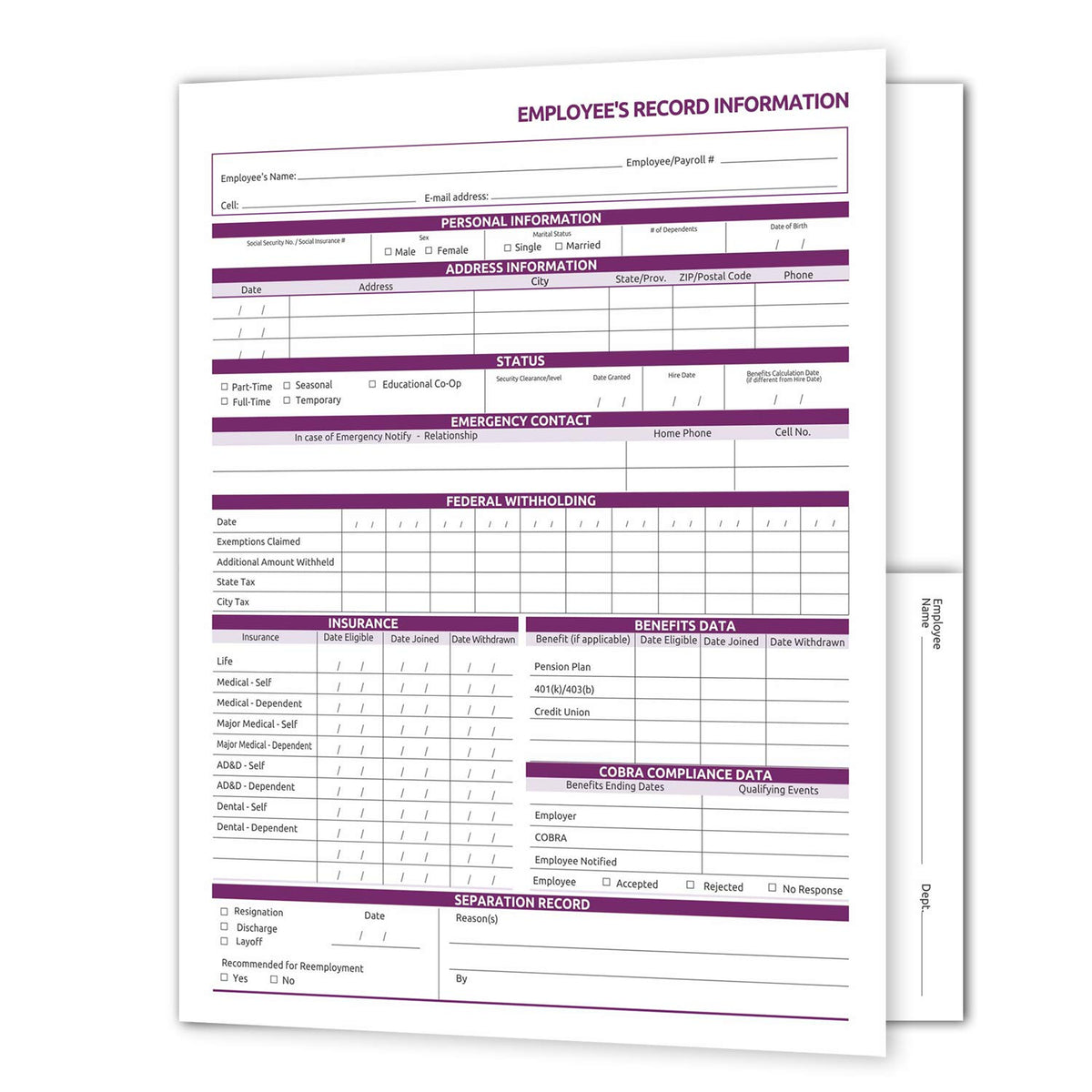 NextDayLabels Employee Record Personnel File Folders, Made in USA, 25-Pack