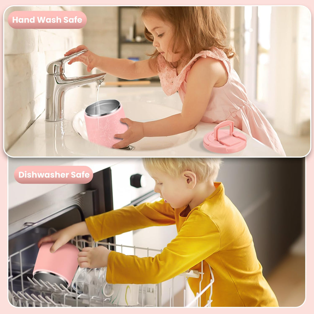 Itslife Soup Thermo for Hot Food Kids 25.5oz Lunch Containers with Buckle Lid Wde Mouth Hot Food Jar Vacuum Insulated Stainless Steel Bento Box Leakproof with Spoon(Pink)