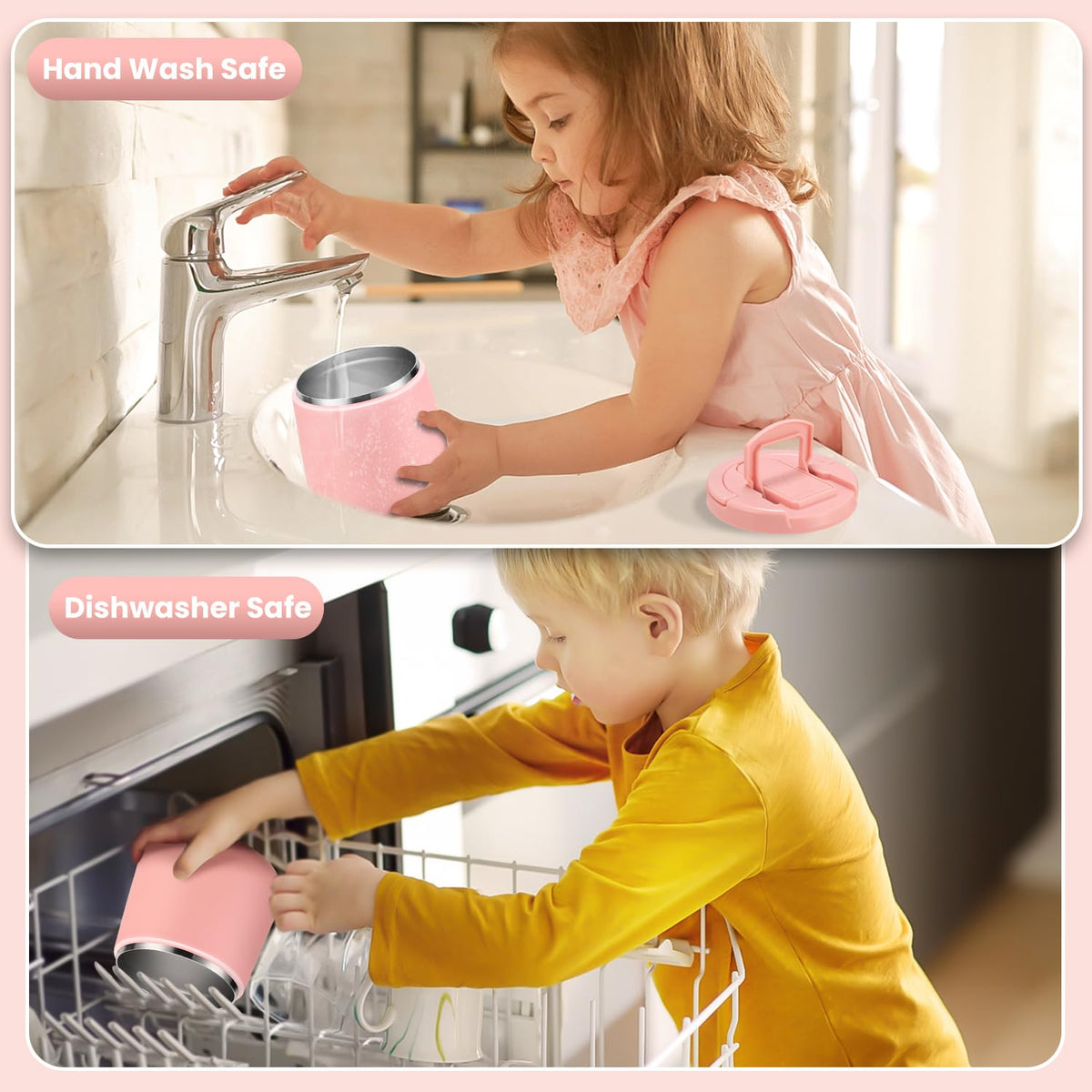 Itslife Soup Thermo for Hot Food Kids 25.5oz Lunch Containers with Buckle Lid Wde Mouth Hot Food Jar Vacuum Insulated Stainless Steel Bento Box Leakproof with Spoon(Pink)