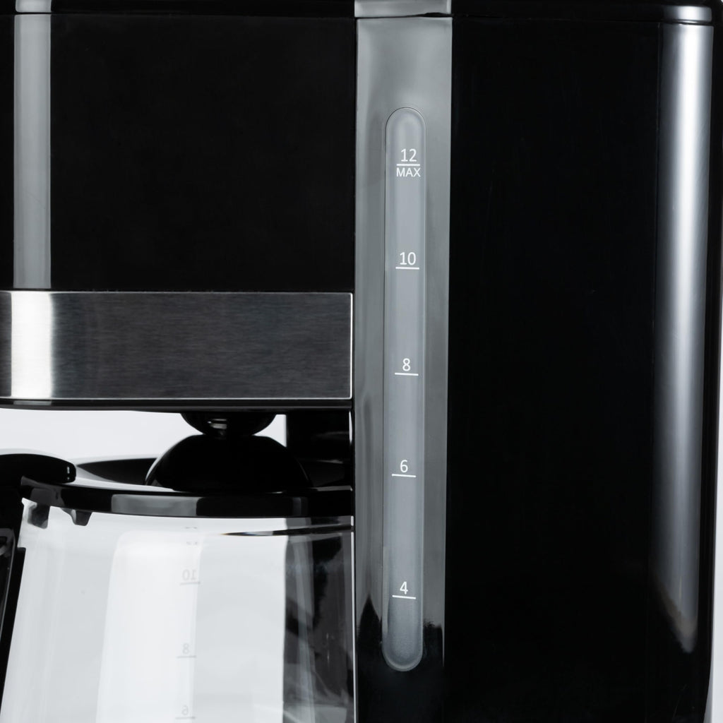 12 Cup Drip Coffee Maker with Glass Carafe (1.9 Qt), Auto Shut-off, Auto Pause, Removable Filter Basket, Black & Silver