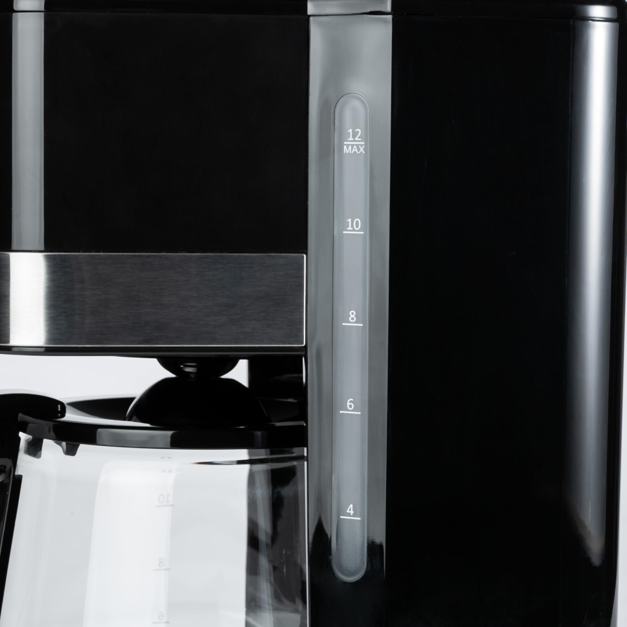12 Cup Drip Coffee Maker with Glass Carafe (1.9 Qt), Auto Shut-off, Auto Pause, Removable Filter Basket, Black & Silver