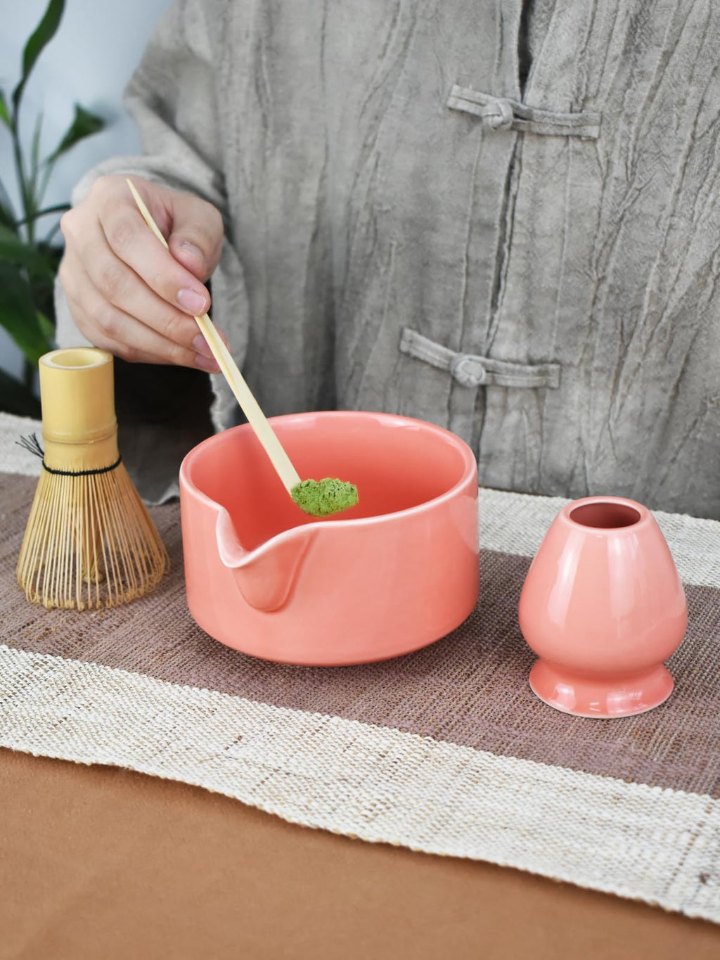 Artcome Premium Matcha Tool Set Pink, Includes Matcha Bowl, Whisk, Whisk Holder, Tea Scoop & Manual