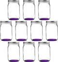 DISCOUNT PROMOS 10 Decorating Mason Jars Set, 12 oz. - Canning, Aluminum Lid - Purple