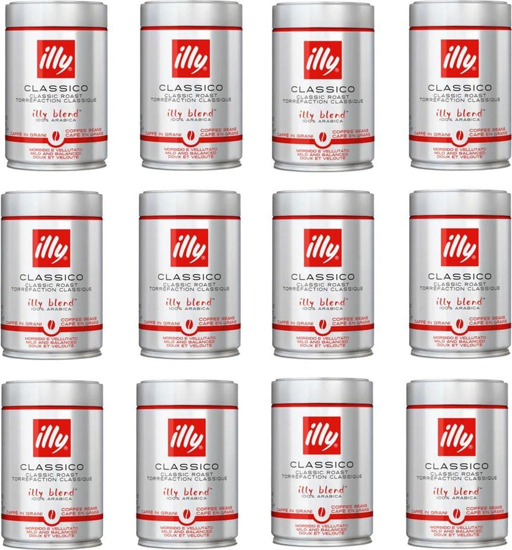 illy Whole Bean Coffee, Classico Medium Roast, 8.8oz, 12 Pack