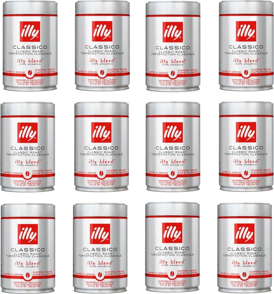illy Whole Bean Coffee, Classico Medium Roast, 8.8oz, 12 Pack