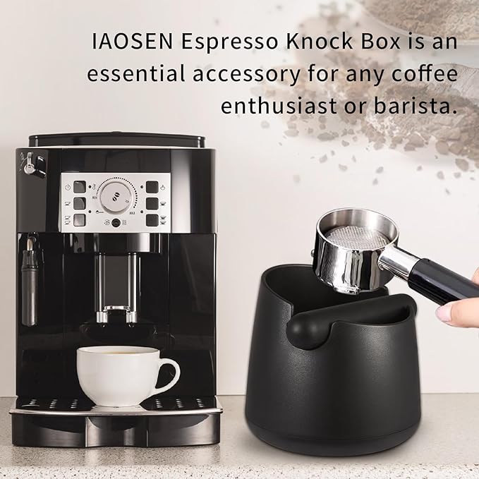 Knock Box Large Capacity Design Espresso Knock Box Tamping Mat Espresso Machine Accessories Set of 2 with Removable Knock Bar and Anti-Slip Base for Home Office Barista Tools for Bar Shop