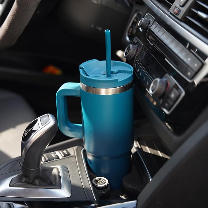 30 oz Tumbler with Handle and 2 Straws,2 in 1 Lid Insulated Water Bottle Stainless Steel Travel Coffee Mug,Macaron Green