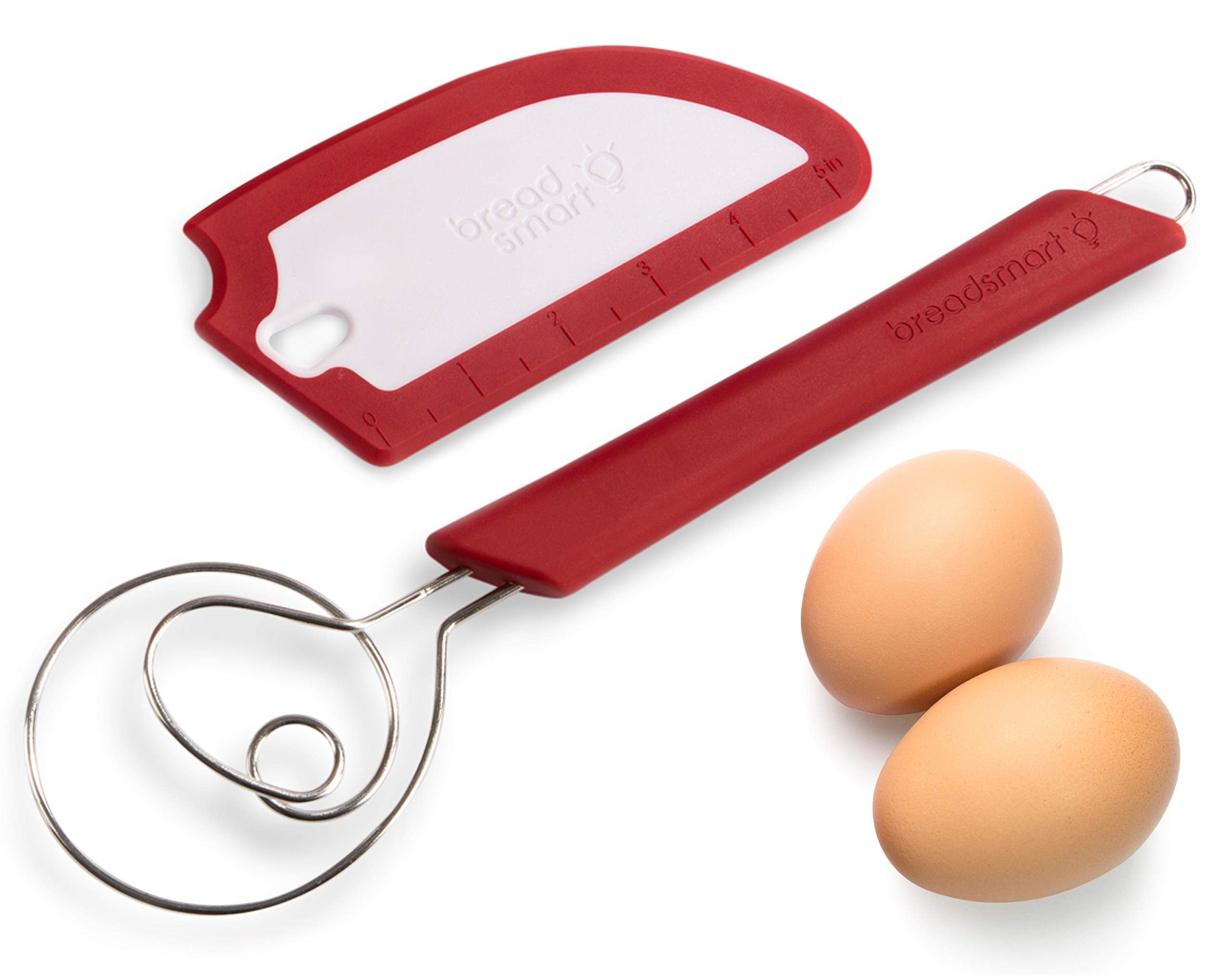 Breadsmart Artisan Bread Whisk and Bench Scraper Duo - Essential Dough Mixer Tools - Sourdough Bread Baking Supplies