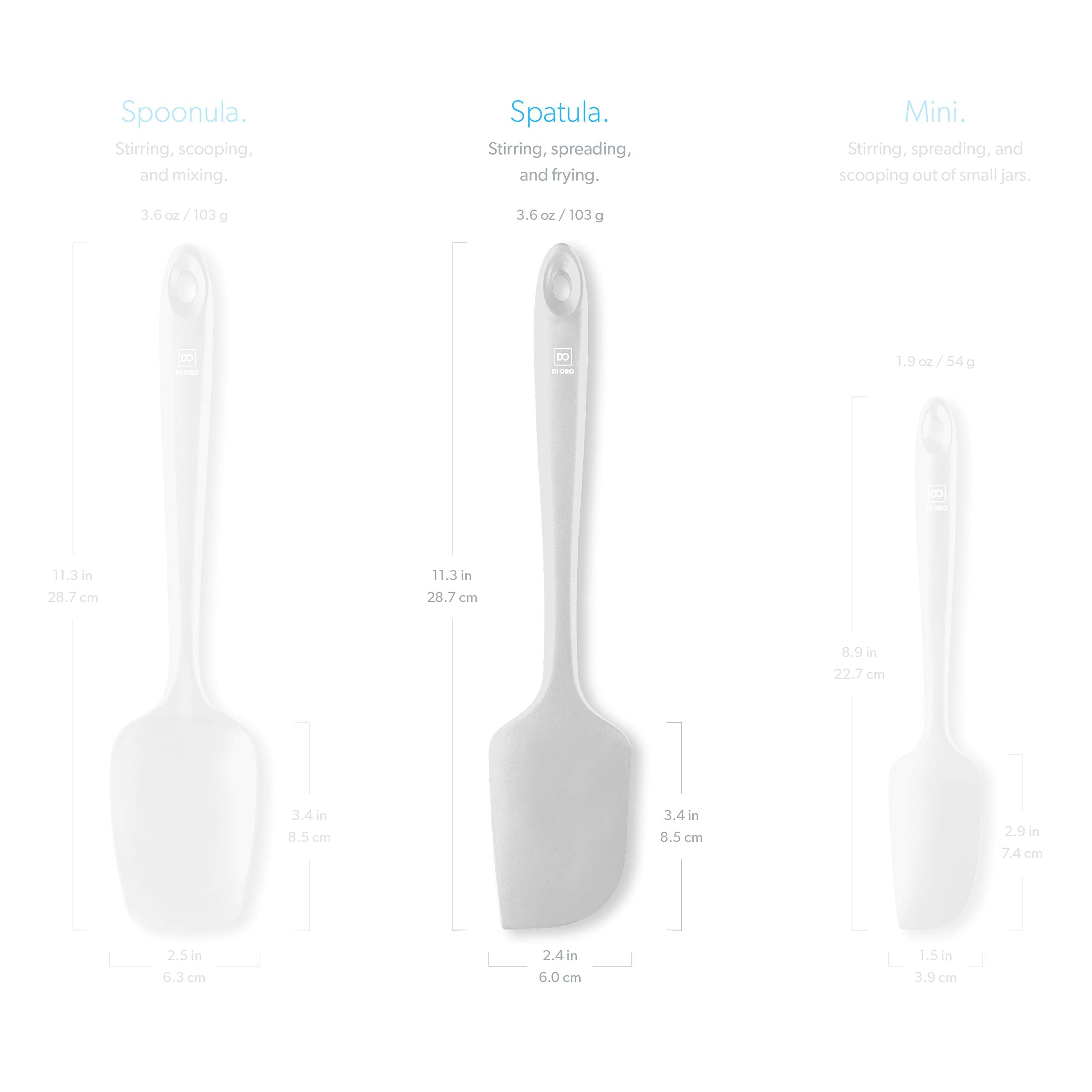 DI ORO Silicone Spatula - 600°F Heat-Resistant Rubber Kitchen Spatula for Baking, Scraping, & Mixing - BPA Free Nonstick Cookware Safe Flexible Utensil for Cooking - Seamless & Dishwasher Safe (Stone)