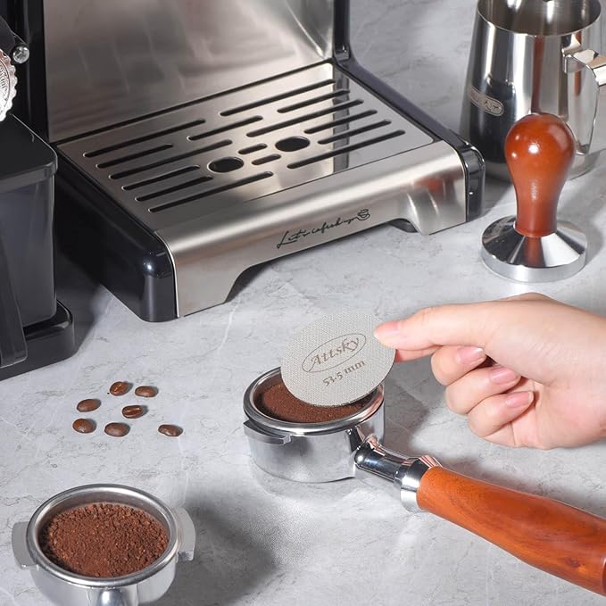 53.5mm Espresso Puck Screen, Espresso Filter for 54mm Portafilter Filter Basket, Reusable Espresso Screen with 1.7mm Thickness 150μm 316 Stainless Steel