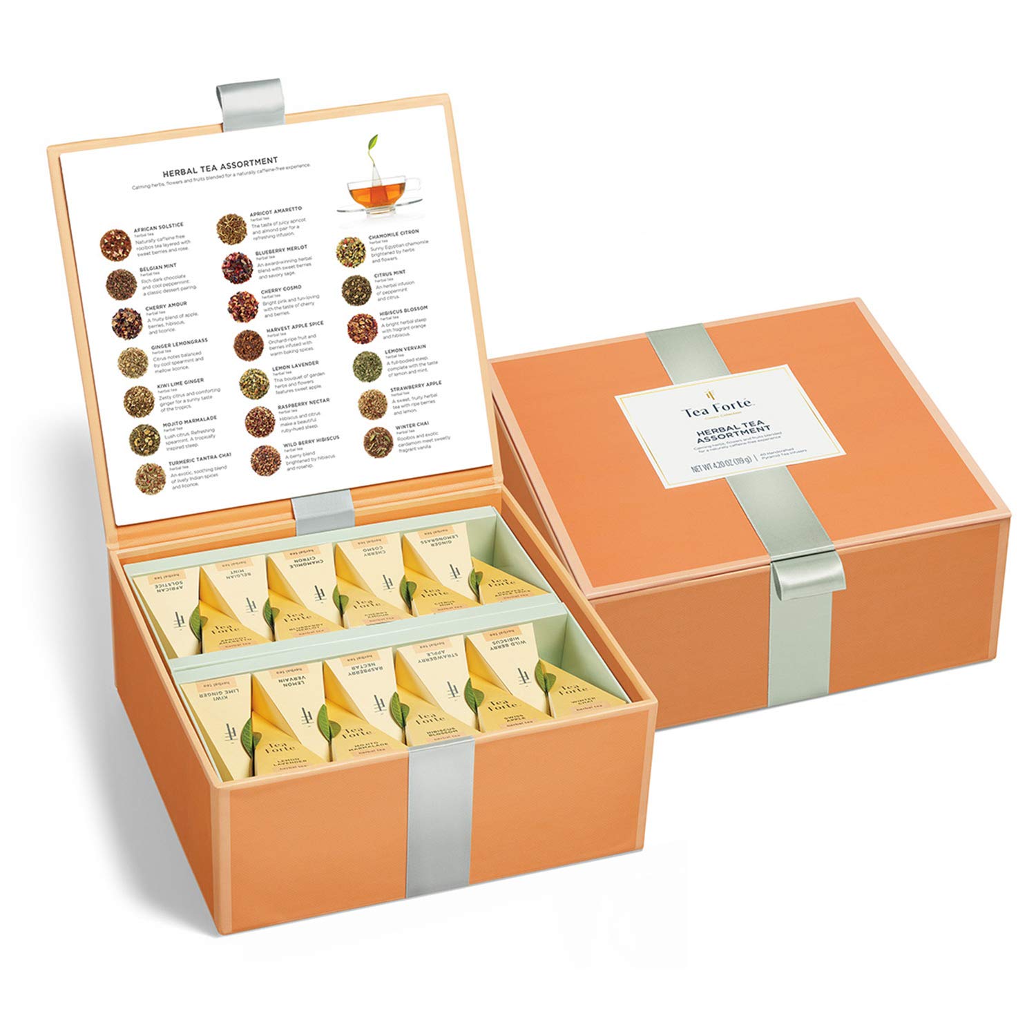 Tea Forte Tea Sampler, 40 Pyramid Infuser Bags, Premium Tea Gift Set