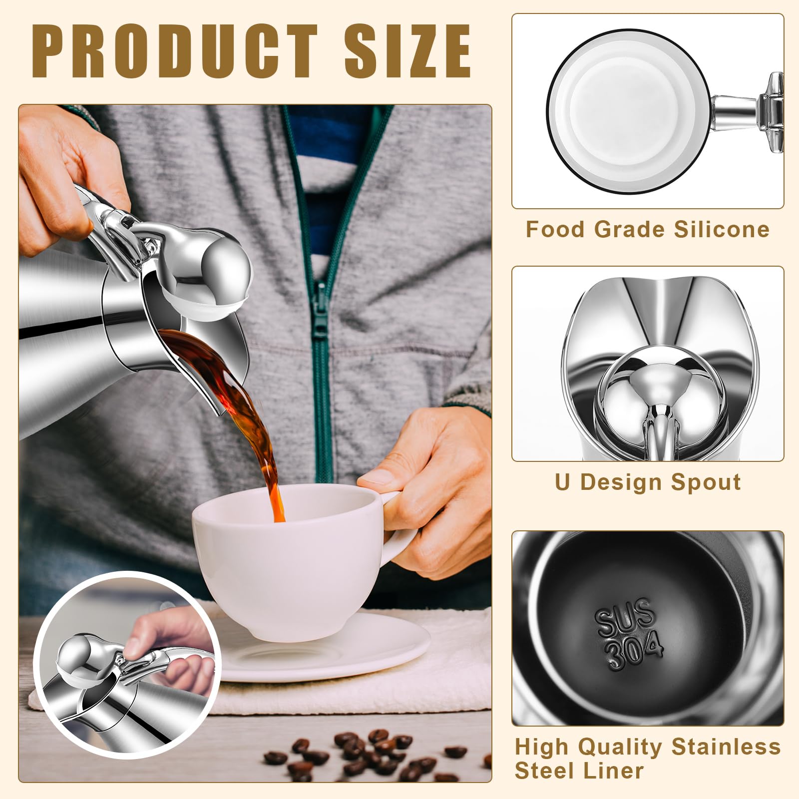 Uiifan 2 Pcs 68oz Thermal Coffee Carafe for Keeping Hot/Cold