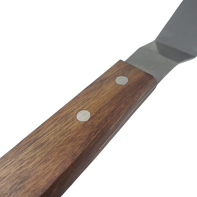 Offset Stainless Steel Spatula Set with Wood Handles and Storage/Gift Bag - Professional Cake Decorating Tools - 4", 6.5" & 8" Stainless Steel Offset Blade Cake Spatula Set
