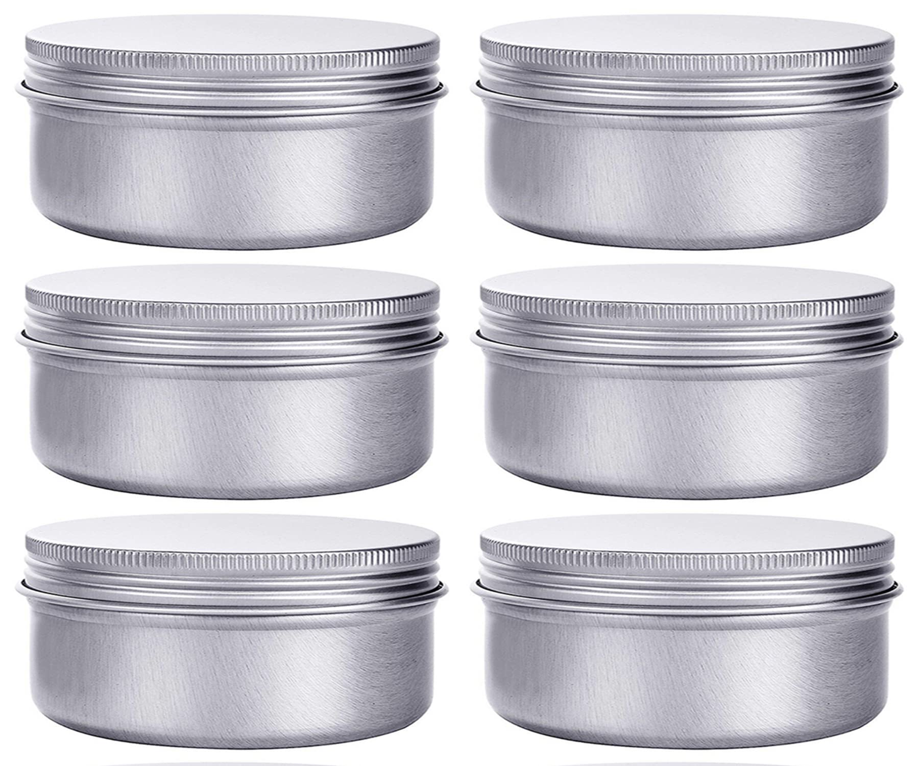 6 Ounce Aluminum Cans 180 mL Screw Lid Metal Storage Tins Containers for Storing Spices, Candies, Lip Balm, Candles, 6 Pcs.