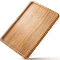 Oebberru Wood Tray for Coffee Tea Extra Large Wooden Serving Tray for Food Fruit Snack Decorative Serving Platter, 17.7x13.8 Inches, Light Color